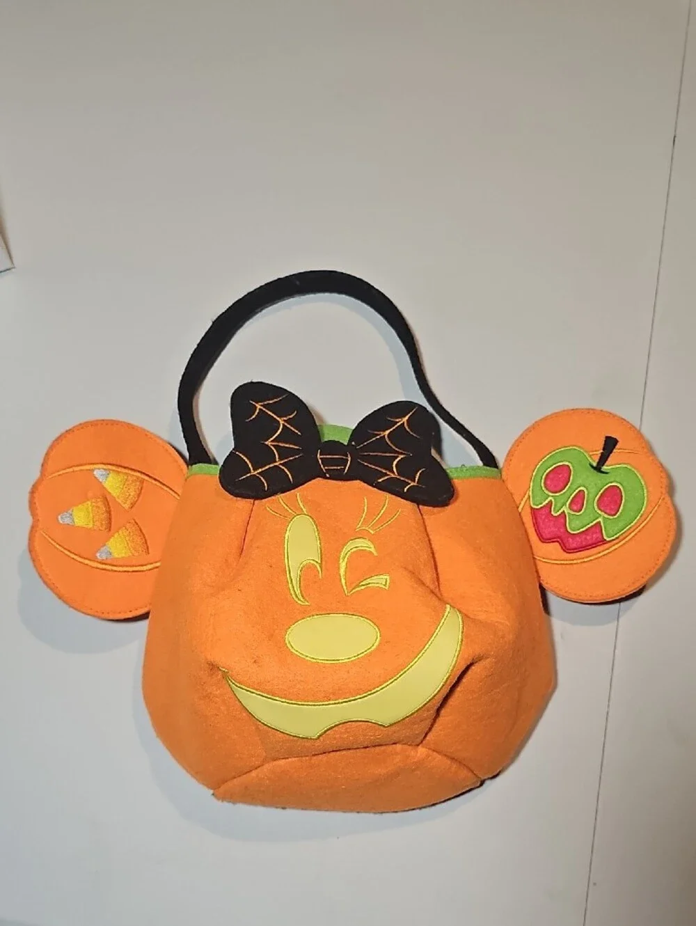 Disney Orange Pumpkin Trick-or-Treat Bag with Black Ears and Green Lining